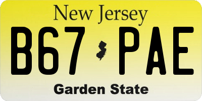 NJ license plate B67PAE