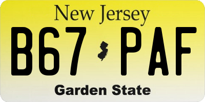 NJ license plate B67PAF