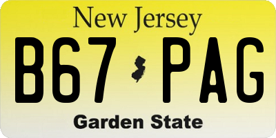 NJ license plate B67PAG