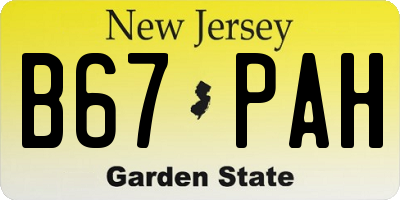 NJ license plate B67PAH