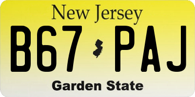 NJ license plate B67PAJ