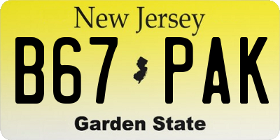NJ license plate B67PAK