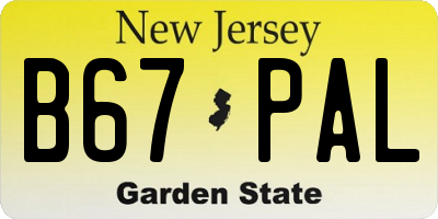 NJ license plate B67PAL