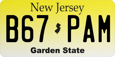 NJ license plate B67PAM