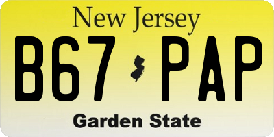 NJ license plate B67PAP