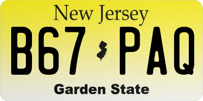 NJ license plate B67PAQ