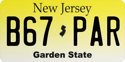 NJ license plate B67PAR