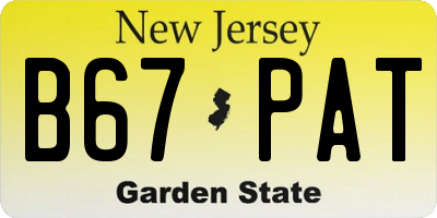 NJ license plate B67PAT