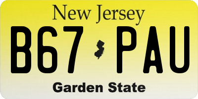 NJ license plate B67PAU