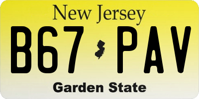 NJ license plate B67PAV
