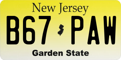 NJ license plate B67PAW