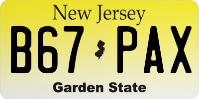 NJ license plate B67PAX
