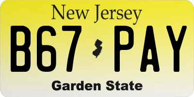 NJ license plate B67PAY