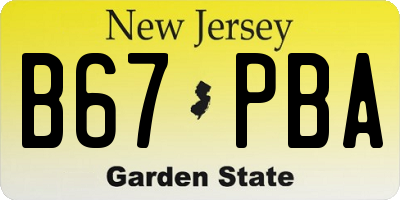 NJ license plate B67PBA