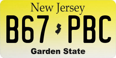 NJ license plate B67PBC