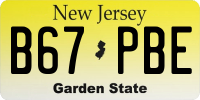 NJ license plate B67PBE