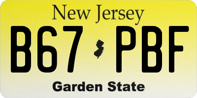 NJ license plate B67PBF