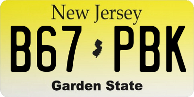 NJ license plate B67PBK