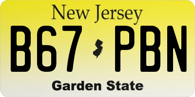 NJ license plate B67PBN