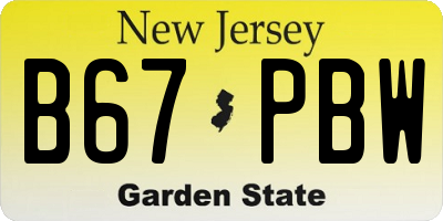 NJ license plate B67PBW