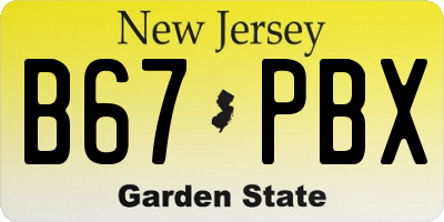 NJ license plate B67PBX