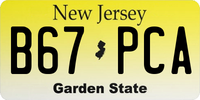 NJ license plate B67PCA