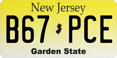 NJ license plate B67PCE