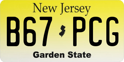 NJ license plate B67PCG