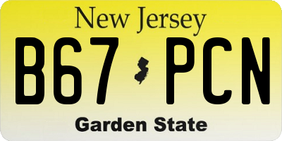 NJ license plate B67PCN