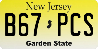 NJ license plate B67PCS