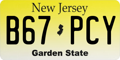 NJ license plate B67PCY