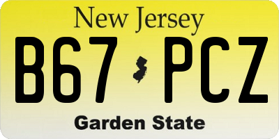 NJ license plate B67PCZ