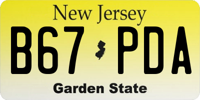 NJ license plate B67PDA