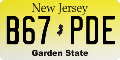 NJ license plate B67PDE
