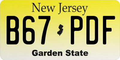 NJ license plate B67PDF