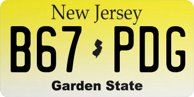 NJ license plate B67PDG