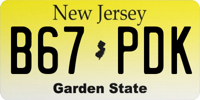 NJ license plate B67PDK
