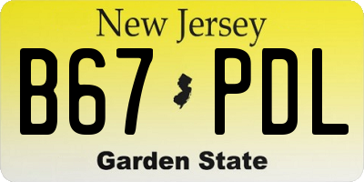 NJ license plate B67PDL