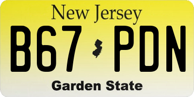 NJ license plate B67PDN