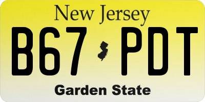 NJ license plate B67PDT