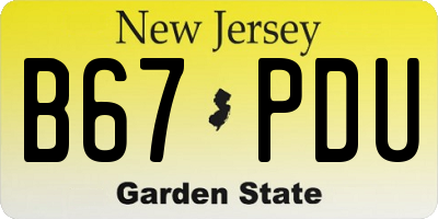 NJ license plate B67PDU