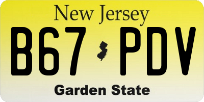 NJ license plate B67PDV
