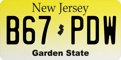 NJ license plate B67PDW