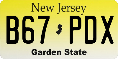 NJ license plate B67PDX