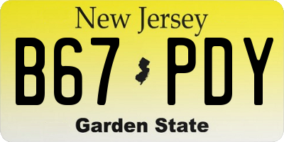 NJ license plate B67PDY