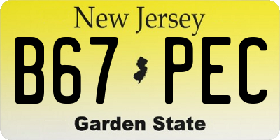 NJ license plate B67PEC