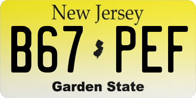 NJ license plate B67PEF