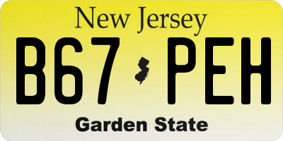 NJ license plate B67PEH