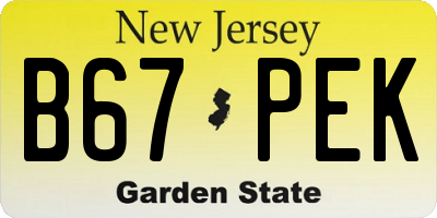 NJ license plate B67PEK