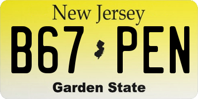 NJ license plate B67PEN